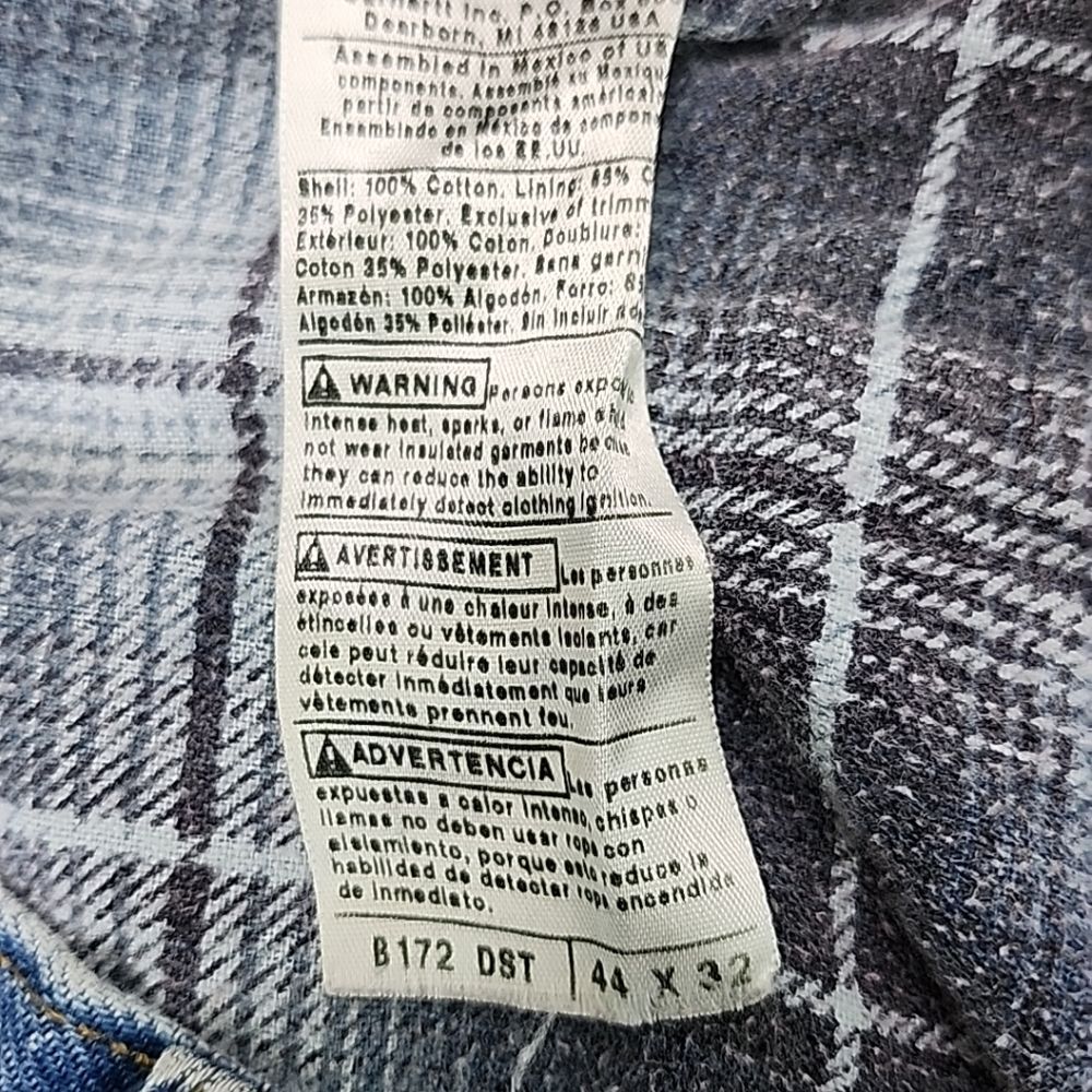 Carhartt Flannel Lined Straight Leg Relaxed Fit Blue Jeans Men's 44 x 32 - Picture 5 of 12